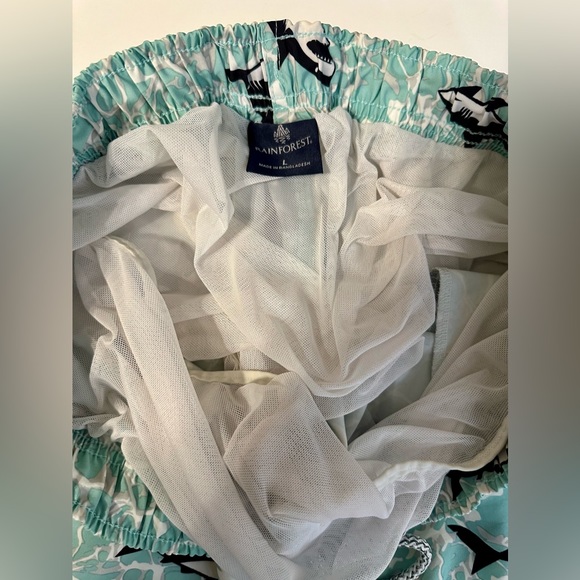 Rainforest Jaws II Quick-dry Swim Trunks Four Way Stretch Water Resistant Aqua L - Picture 6 of 9